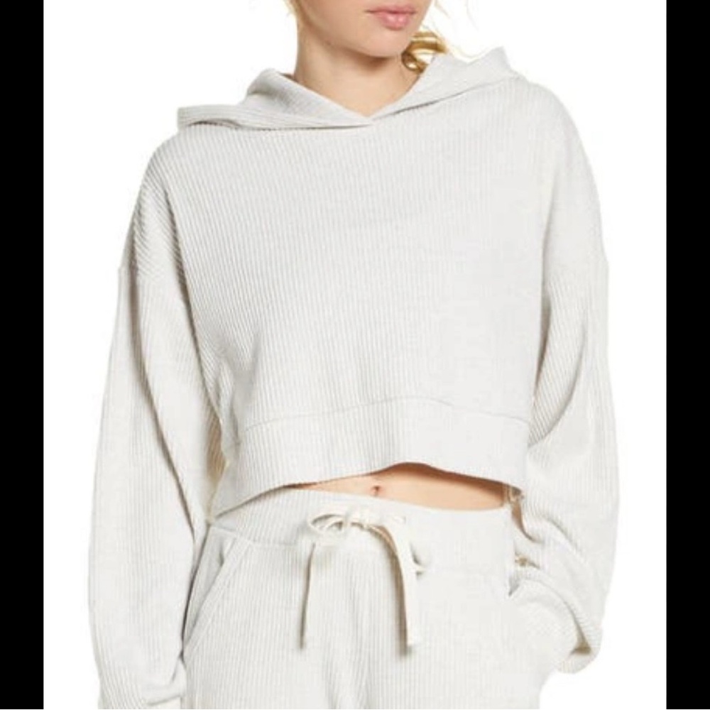 ALO Yoga Off-White (Bone) Ribbed Hoodie